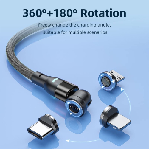 Magnetic Charging Cable Fast Charge, 2 Pack 3.3, 6.6FT Black, 3A Multi Data Transfer Sync, Nylon Braided