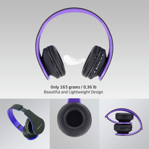 Bluetooth Over-Ear Stereo Foldable Headphones, Wired s Rechargeable with Built-in rophone