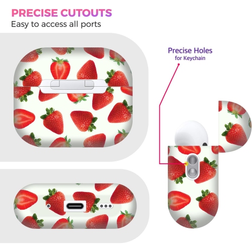 Compataible with AirPods Pro 2nd Generation - Strawberry Pattern Design Printed Cute Hard Snap