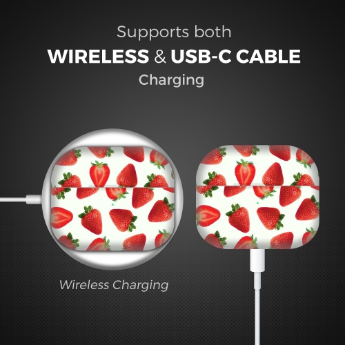 Compataible with AirPods Pro 2nd Generation - Strawberry Pattern Design Printed Cute Hard Snap