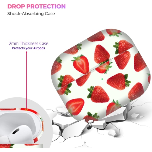 Compataible with AirPods Pro 2nd Generation - Strawberry Pattern Design Printed Cute Hard Snap
