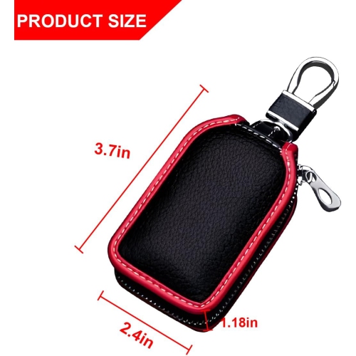 Car Key Fob Cover Case, Leather Auto Smart Key Holder, Keychain Case with Mesh Window for Remote Key Fob,