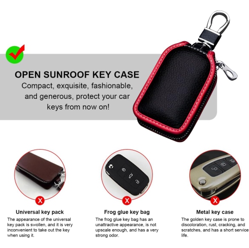 Car Key Fob Cover Case, Leather Auto Smart Key Holder, Keychain Case with Mesh Window for Remote Key Fob,