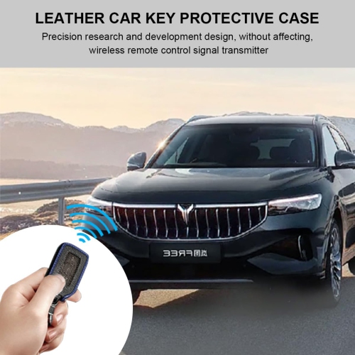 Car Key Fob Cover Case, Leather Auto Smart Key Holder, Keychain Case with Mesh Window for Remote Key Fob,