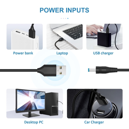 Pow 5V Universal DC Power Cable, USB to DC Charging Cord with 13pcs Adapter Plugs for Webcam Router, Power Bank,