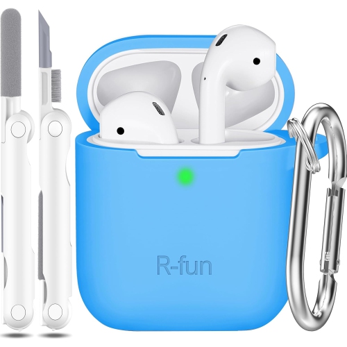 R-FUN  for Airpod 2Nd Generation Case Cover, Soft Silicone Protective Cover With Keychain for Women Men Compatible
