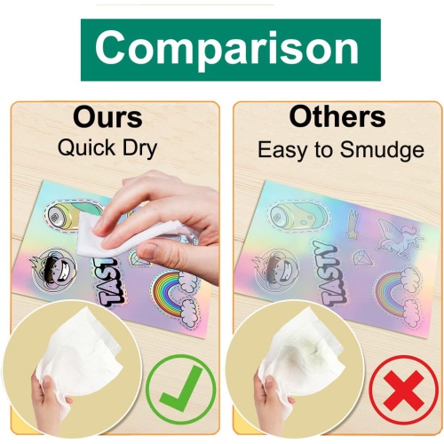 Holographic Vinyl Sticker Paper, 24 Pieces 6 Designs Printable Sparkle Sticker Paper A4 Size（11.7''x8.25''）,