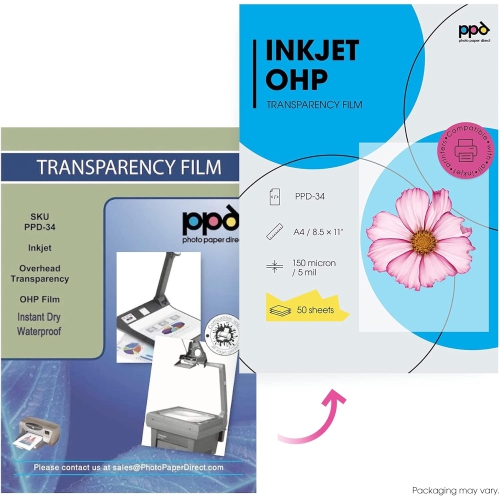 Inkjet Transparency Clear Milky Film for Overhead Projector Film and Screen Print LTR 8.5x11" X 50 Sheets -Instant