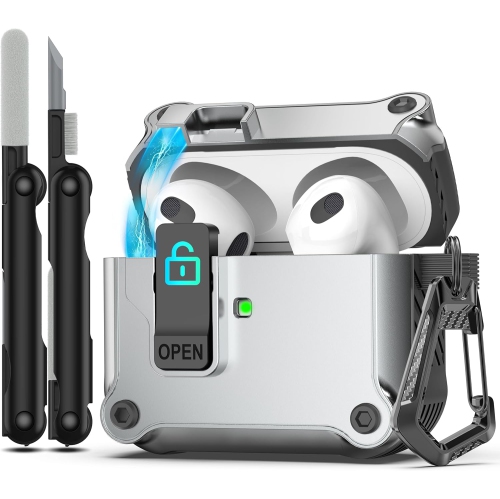 for Airpods 3rd Generation Case with Secure Lock , Full Body Shockproof Hard Shell Protective, AirPods 3