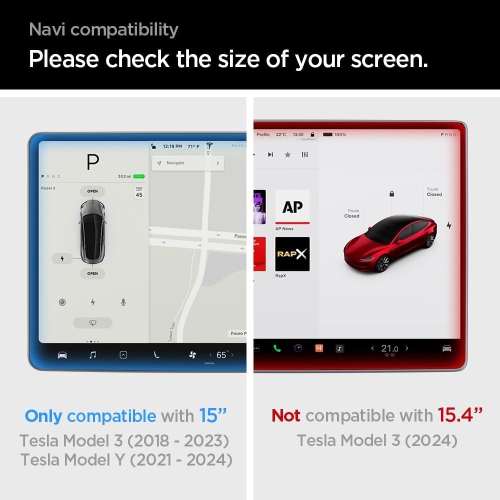 Tempered Gl Screen Protector [GlasTR EZ FIT - Refill] Designed for Tesla Model 3(2023), Tesla Model Y(2023)
