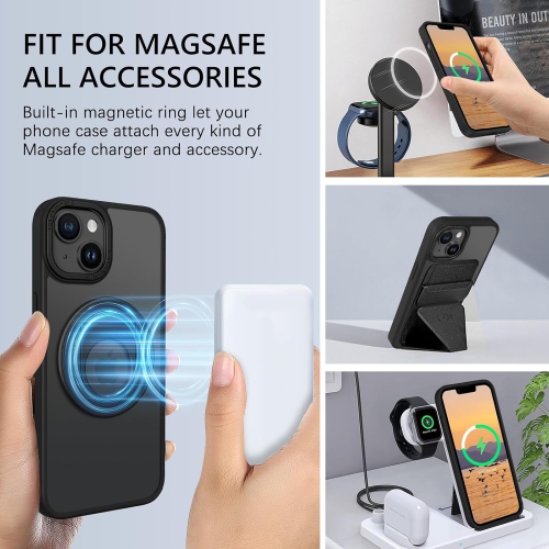 Pour iPhone 14 Étui pour iPhone 13 Étui magnétique [Compatible avec MagSafe] avec anneau rotatif à 360°