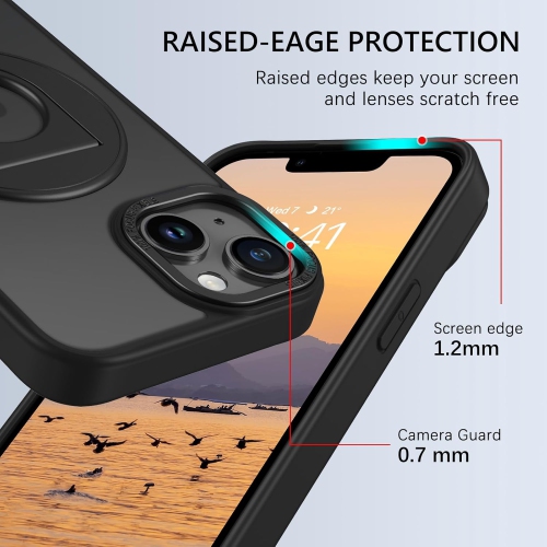 Pour iPhone 14 Étui pour iPhone 13 Étui magnétique [Compatible avec MagSafe] avec anneau rotatif à 360°