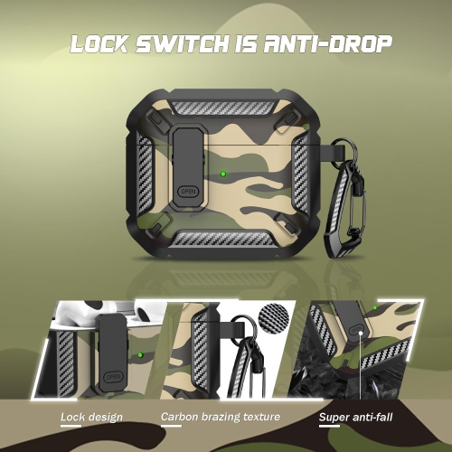 for AirPods 3rd Generation Case Cover with Cleaner Kit, Military Hard Shell Protective Armor with Lock