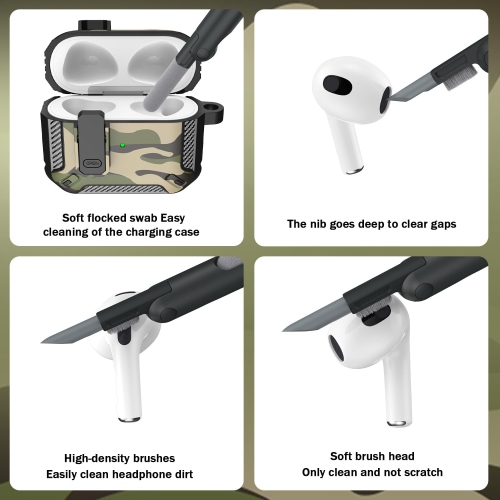 for AirPods 3rd Generation Case Cover with Cleaner Kit, Military Hard Shell Protective Armor with Lock