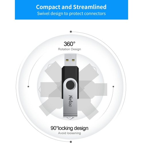 Clé USB USB 3,0 de 64&nbsp;Go, jusqu'à 90&nbsp;Mo/s, clé USB pour le stockage de données, lecteur de stylet pivotant