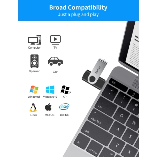 Clé USB USB 3,0 de 64&nbsp;Go, jusqu'à 90&nbsp;Mo/s, clé USB pour le stockage de données, lecteur de stylet pivotant