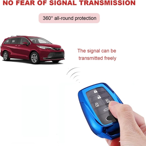 2PCS Silicone Key Fob Remote Cover Case, 6 Buttons Smart Key Fob Ring Cover Case Protector Holder for Toyota Sienna