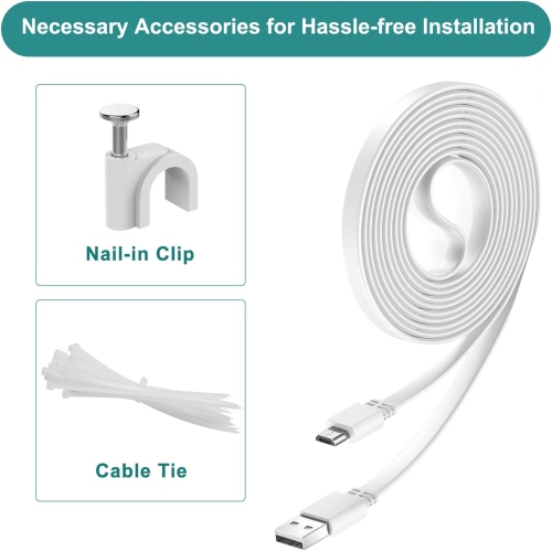 Câble d'alimentation USB de 10 pi, paquet de 2, câble d'alimentation de recharge USB plat de 3 M, chargeur pour caméra intelligente Neos, Yi