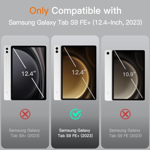 Case for Samsung Galaxy Tab S9 FE+ / S9 FE Plus 12.4-Inch with S Pen Holder, Slim Folio Stand Protective Tablet