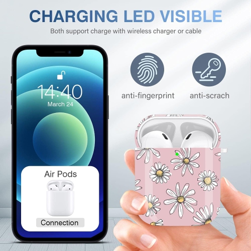 Airpod Case Flower with Keychain TPU Skin Cute Floral Airpod Case Cover for Girls Airpod Protective Case