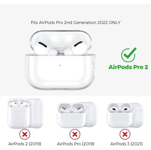 Case for AirPods Pro 2nd Gen 2022 / AirPods Pro 2 2023 USB-C Clear Protective Cover Transparent Key Chain Strap