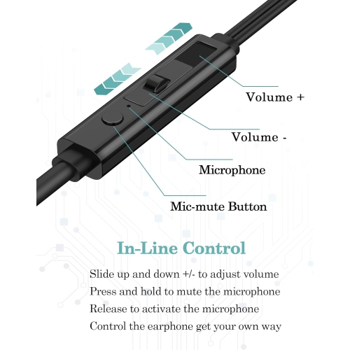 USB Headphone with rophone Wired, USB A PC Gaming for Work Home, USB Earbuds with rophone Compatible