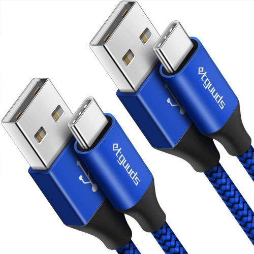 ETGUUDS  USB C Cable 3.3Ft, 2-Pack USB to USB C Cable 3A Fast Charging Type C Cable Braided Data Cord for Iphone 15 In Blue