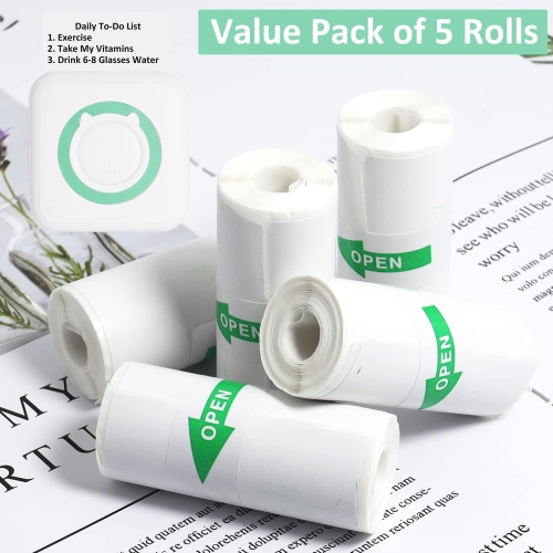 Thermal Adhesive Sticker 57 x 25 for Mini Thermal Printer, Cash Register, POS Receipt, Inkless Print Black
