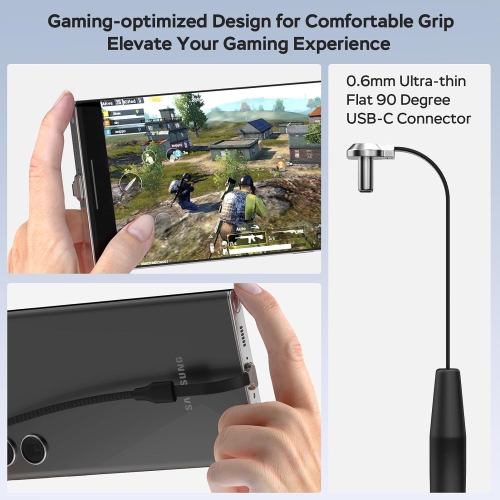 USB C Cable 10ft, 90 Degree USB C to USB C Cable, Flat USB C Cable for Gaming, 60W Type C Cable, Right Angle USB-C