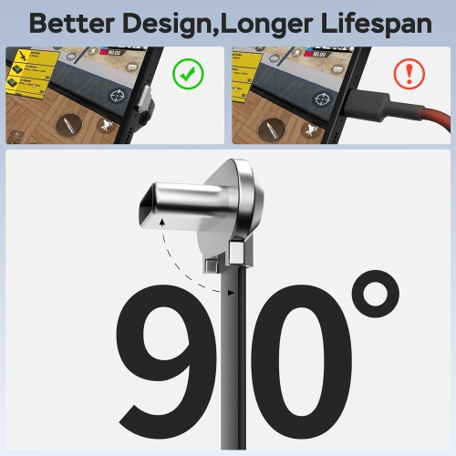 USB C Cable 10ft, 90 Degree USB C to USB C Cable, Flat USB C Cable for Gaming, 60W Type C Cable, Right Angle USB-C