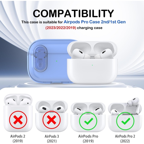 for Airpods Pro 2nd Generation Case with Secure Lock, Compatible with Airpods Pro Case 2nd/1st Gen, Clear Soft