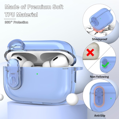 for Airpods Pro 2nd Generation Case with Secure Lock, Compatible with Airpods Pro Case 2nd/1st Gen, Clear Soft