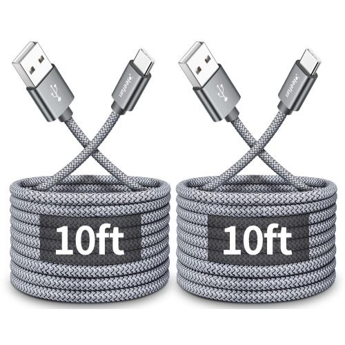 Long USB C Cable 10ft, 2-Pack Type C Cable Fast Charge 10 ft, USB