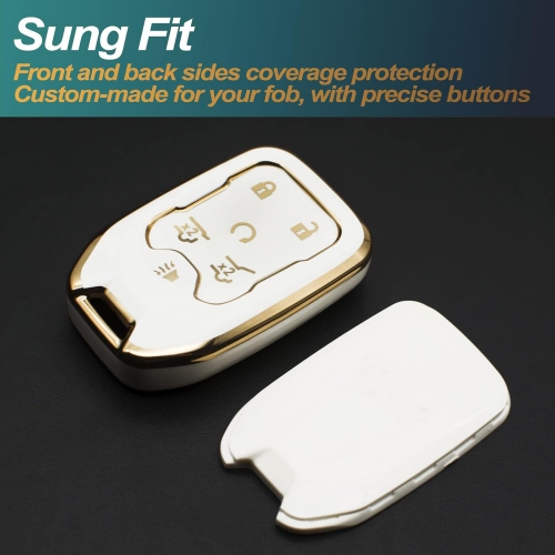 Key Fob Cover Compatible with Chevy Suburban Tahoe GMC Terrain Yukon Yukon XL Smart 6 Buttons TPU Remote