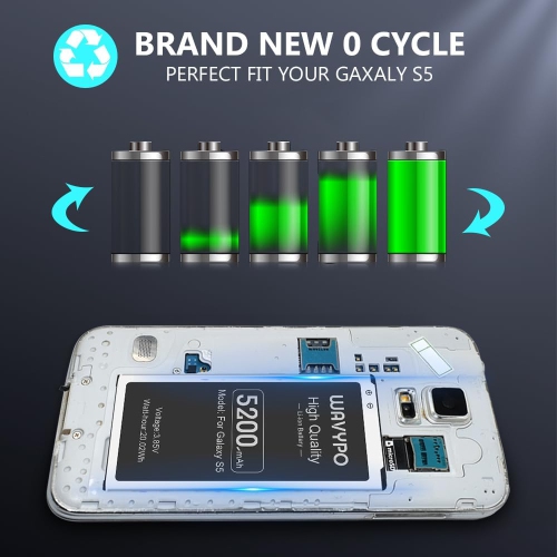 5200mah y for Galaxy S5, EB-BG900BBC Replacement y Li-ion for Samsung Galaxy S5 G900V, G900A,