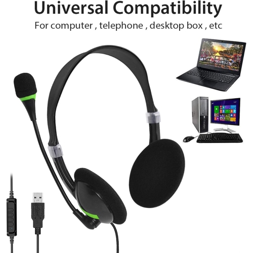 USB with rophone Noise Cancelling & Audio Controls, Wide Computer Headphones for Business, Clearer