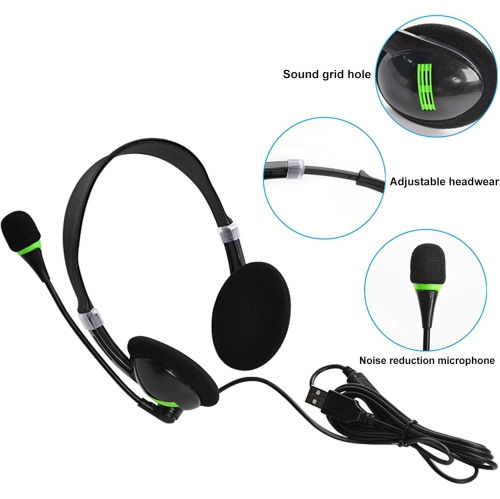 USB with rophone Noise Cancelling & Audio Controls, Wide Computer Headphones for Business, Clearer
