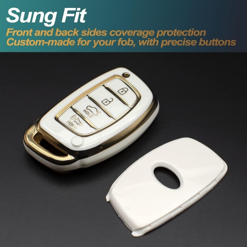 for Key Fob Cover Compatible with Hyundai Elantra Elantra GT Ioniq Sonata Tucson Smart 4 Buttons TPU Remote