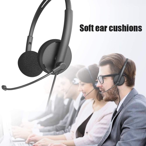 USB Computer with rophone Noise Cancelling & Mute Volume Control, Wired Headphones for Call Center