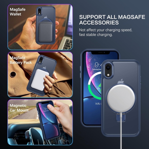 Magnetic Case Compatible with iPhone XR Phone Case,iPhone XR Case MagSafe with Ring Holder Stand Translucent