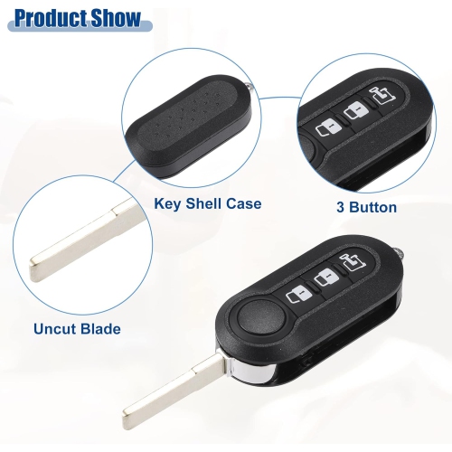 Télécommande d'entrée sans clé Fiat 500 pour Ram Promaster City de 433 MHz - Paquet de 1 noir