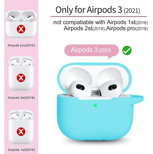 for AirPod 3 Case Cover, Silicone Protective Accessories Skin with Keychain Compatible with AirPod 3rd Generation