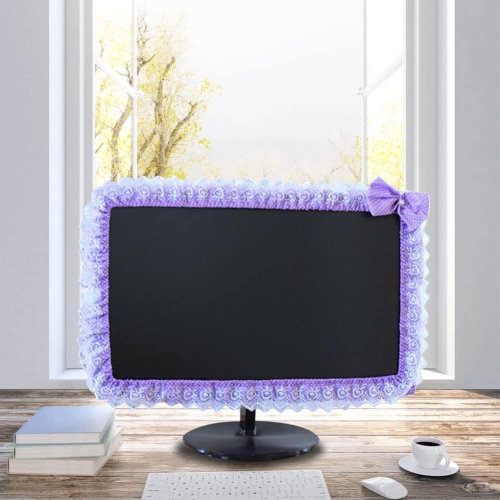 23"-26" Lovely Cute Computer Monitor Cover with Elastic Pen Pocket Bow-knot Laptop TV LCD Screen Monitor Decoration