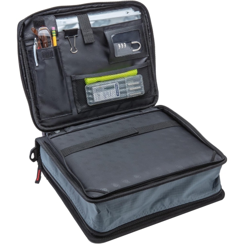 Case-It 1.5 Inch 3 D-Ring Zipper Binder with Padded Laptop Case Workstation, Shoulder Strap, LT-117, Black