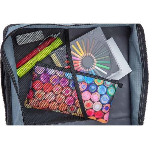 Case-It 1.5 Inch 3 D-Ring Zipper Binder with Padded Laptop Case Workstation, Shoulder Strap, LT-117, Black