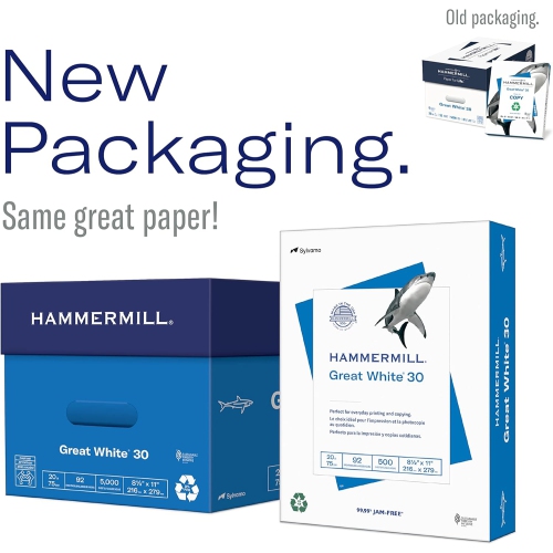 Printer Paper, Great White 30% Recyc Paper, 8.5 x 11 - 1 Ream - 92 Bright, Made in the USA