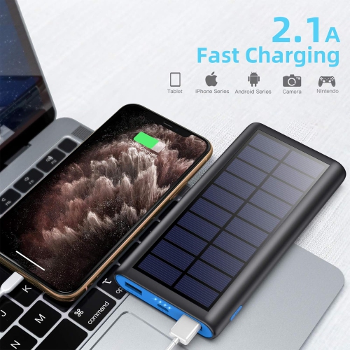 Solar Charger Power Bank 26800mah, 2 USB Output Fast Phone Portable Charger Power Bank Solar y Bank Pack External