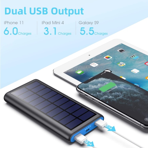 Solar Charger Power Bank 26800mah, 2 USB Output Fast Phone Portable Charger Power Bank Solar y Bank Pack External