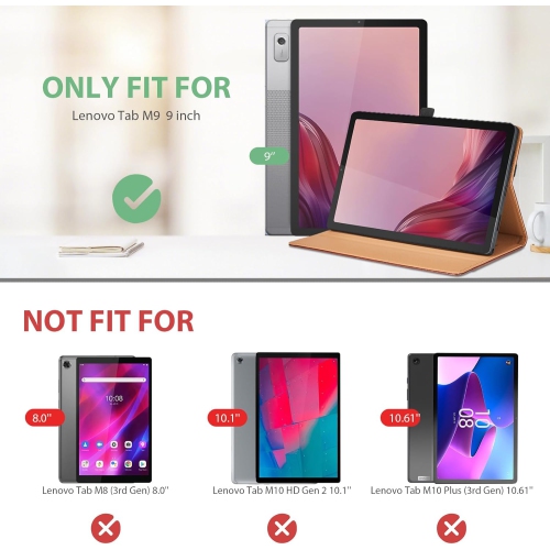 Case for Lenovo Tab M9 9.0 inch - [Hand Strap] Multi-Angle Viewing Stand PU Leather Tablet