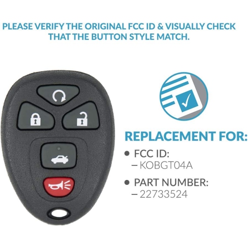 New Keyless Entry 5 Button Remote Start Car Key Fob for Select GM Chevrolet Buick Pontiac and Saturn